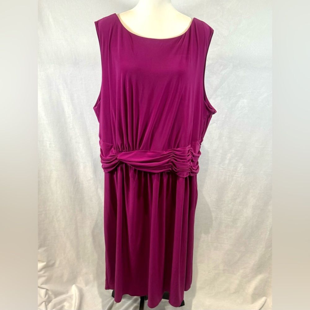 Jones New York fuchsia twist front gathered waist dress size 22W